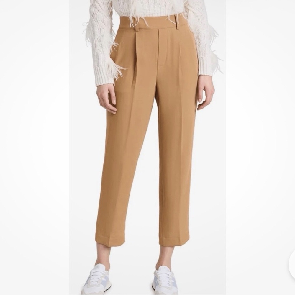 Vince Sandstone Cropped Pleated Trousers